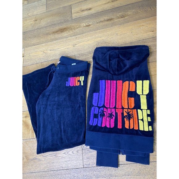 Juicy Couture Pants - Juicy Couture Y2K Velour Track Suit Navy M